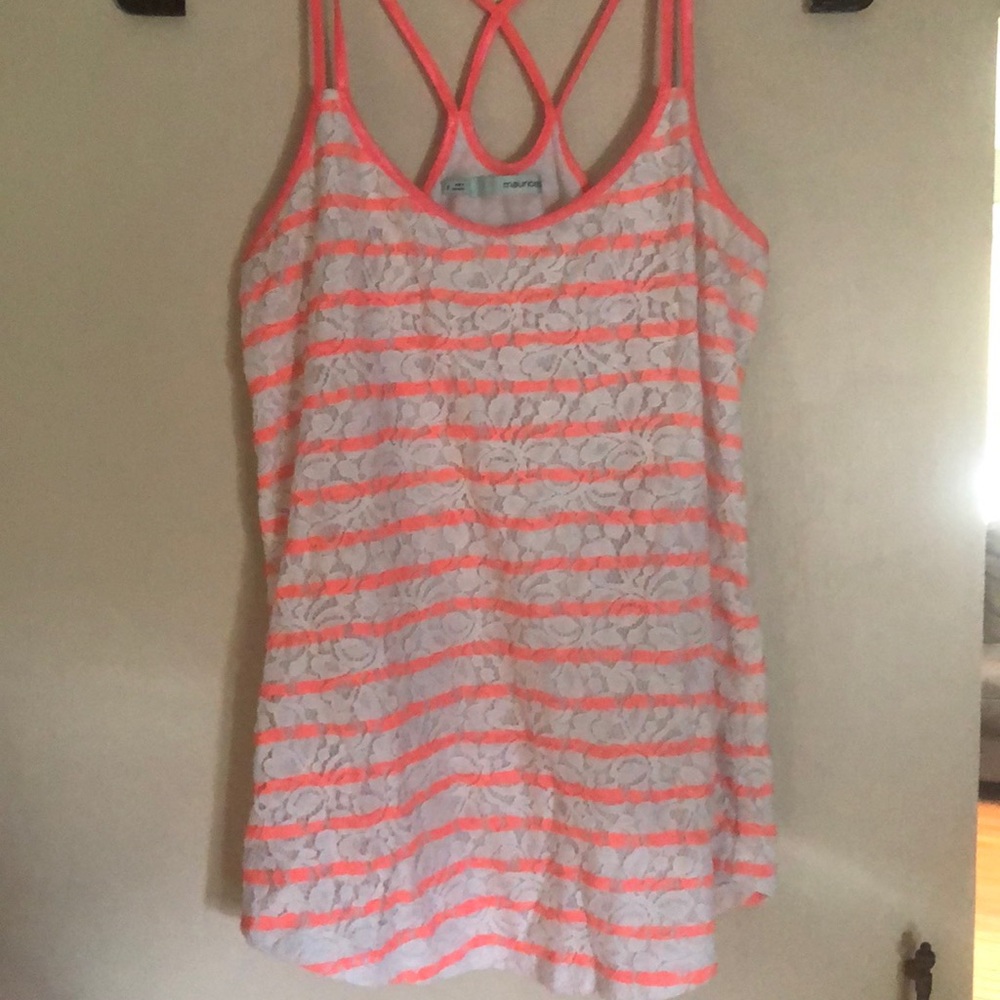 Maurice’s orange and white stripe tank